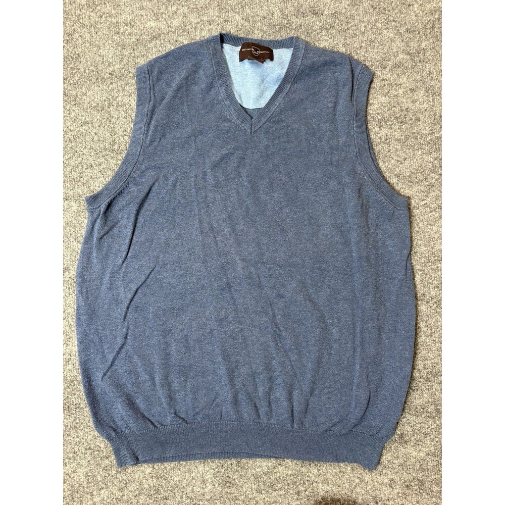 Black Brown 1826 Sweater Vest Mens S Blue Cotton Nylon V-Neck Knit Pullover